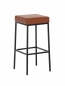 Preview: Metallbarhocker mit Sitzpolster cognac 80 cm Sitzhöhe