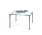 Preview: Glastisch mit Edelstahl 600 x 600 x 400 mm (B x L x H) mit Klarglas