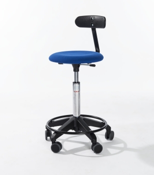 Arbeitshocker mit Rückenlehne Fußring u. Rollen - Stühle Berenz