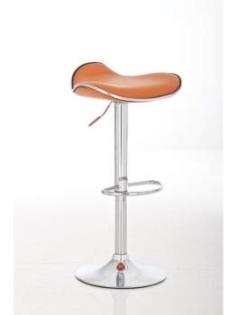Höhenverstellbarer Metallbarhocker mit Sitzkomfort orange