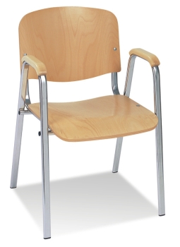 Besucherstühle C100 mit Armlehnen u. Holzauflage