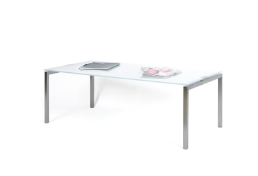 Glastisch mit Edelstahl 600 x 1200 x 400 mm (B x L x H)