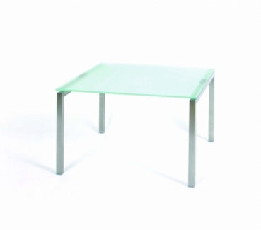 Glastisch mit Edelstahl 600 x 600 x 400 mm (B x L x H) satiniert