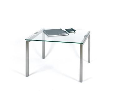 Glastisch mit Edelstahl 600 x 600 x 400 mm (B x L x H) mit Klarglas