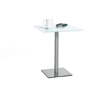 Glas-Beistelltisch mit Edelstahl 450 x 450 x 550 mm (B x L x H)