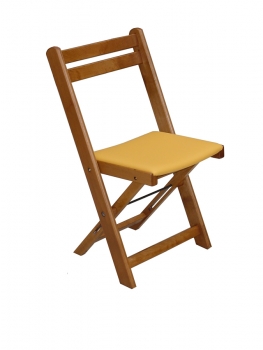 Holzklappstühle mit Sitzpolster Kunstleder goldbraun