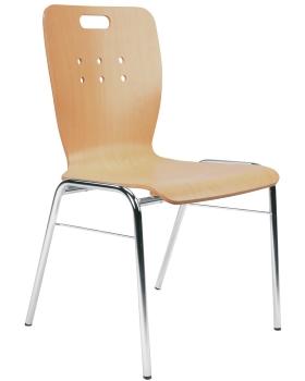 Holzschalen- Besucherstühle  Typ HS114 20 mit Bohrlöchern und Griffloch