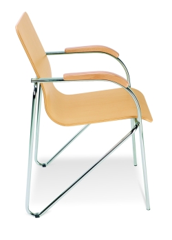 Besucherstühle mit Holzauflagen-Armlehnen Typ B106 Holzschalenstühle
