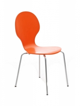Moderne Holzschalenstühle stapelbar orange