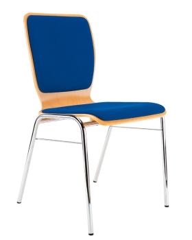 Holzschalen- Besucherstühle mit blauem Polster Typ HS112 SR