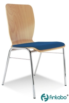 Stapelbare Holzschalenstühle mit Sitzpolster