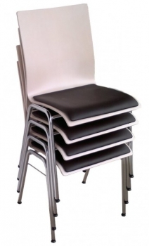 Stapelbare Holzschalenstühle mit Sitzpolster (Stapelstühle Holz)