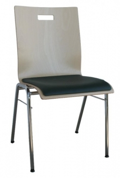Stapelbare Holzschalenstühle mit Sitzpolster