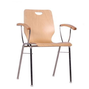 Holzschalenstühle mit Armlehne - Stapelstühle Modell ,,Genian 2.A,,
