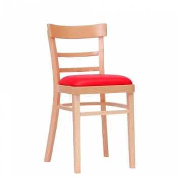 Holzstühle Gastronomie mit rotem Sitzpolster