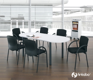 Konferenztisch 2000 x 1000 mm in Ovalform mit Konferenzstühlen