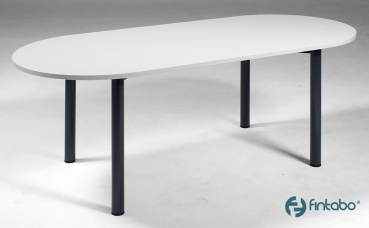 Konferenztisch 2000 x 1000 mm in Ovalform weiß u. Füße in Anthrazit