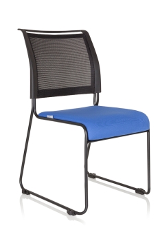 Kufenstühle mit blauem Sitz - Besucherstühle mit Netzrückenlehnen