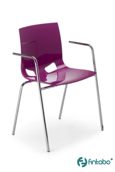 Lila Kunststoff-Besucherstühle B150 mit Armlehnen
