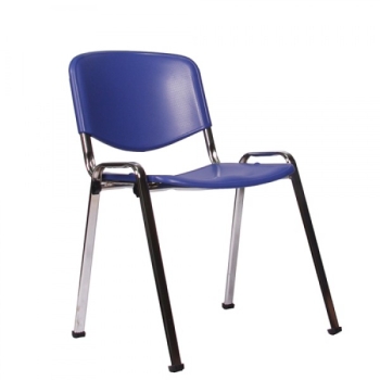 Besucherstühle Typ B146 mit Chromgestell und blauem Kunststoff