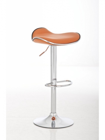Höhenverstellbarer Metallbarhocker mit Sitzkomfort orange