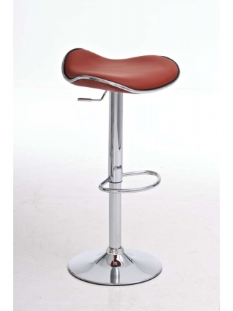 Höhenverstellbarer Metallbarhocker mit Sitzkomfort cognac