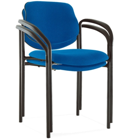 Stapelstühle mit Armlehnen u. schwarzem Gestell Typ B103 B AL Stoffbezug blau