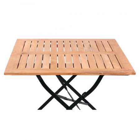 Tischplatte 80 x 80 cm aus Teakholzleisten (unbehandelt)
