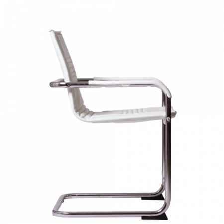 Freischwinger Stühle mit Armlehne - Konferenzstühle od. Besucherstühle weiß Seitenansicht