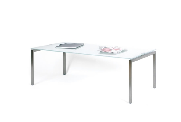 Glastisch mit Edelstahl 600 x 1200 x 400 mm (B x L x H)