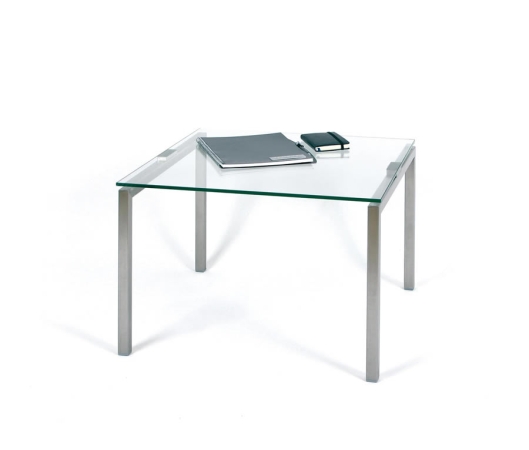 Glastisch mit Edelstahl 600 x 600 x 400 mm (B x L x H) mit Klarglas