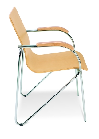 Besucherstühle mit Holzauflagen-Armlehnen Typ B106 Holzschalenstühle