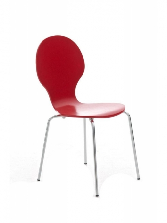 Design Holzschalenstühle stapelbar rot