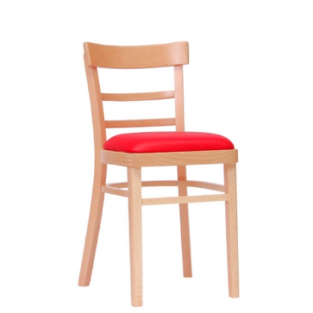 Gastronomiestühle mit Sitzpolster GS37 Holzstühle mit rotem Sitzpolster