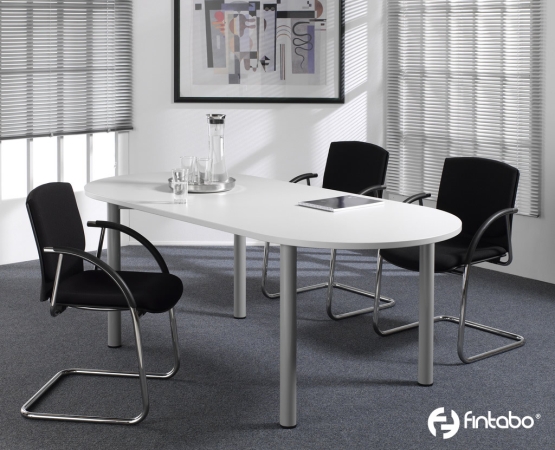 Konferenztisch 2000 x 900 mm Ovalform weiß