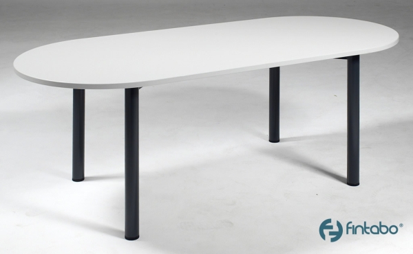 Konferenztisch 2000 x 1000 mm in Ovalform weiß u. Füße in Anthrazit