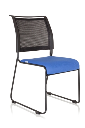 Kufenstühle - Diezer Besucherstühle mit Netzrücken, Sitz blau