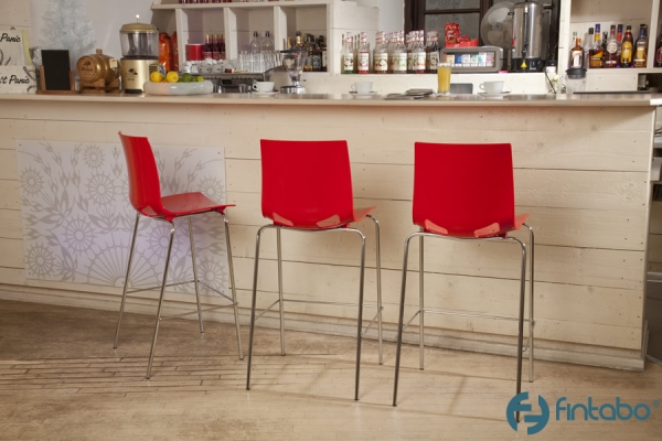Metallbarhocker mit Kunststoffsitzschale red Typ B150
