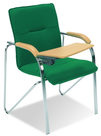 Schulungsstühle mit Schreibablage, Stoff grün Typ B106