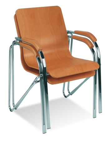 Stapelstühle mit Armlehnen Typ B106 Holzschalenstühle