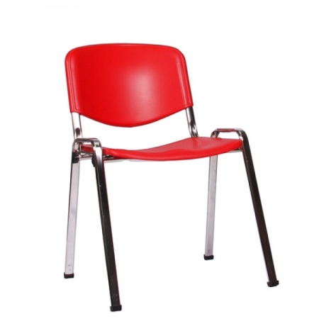 Besucherstühle Typ B146 mit Chromgestell und rotem Kunststoff